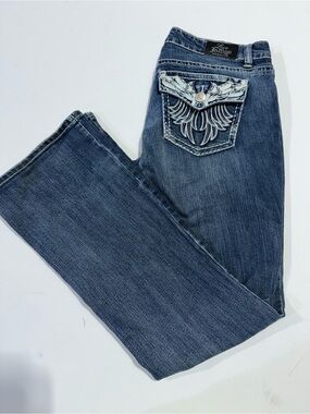 Indigo Blue Women's Dark Blue Embroidered Pocket Jeans